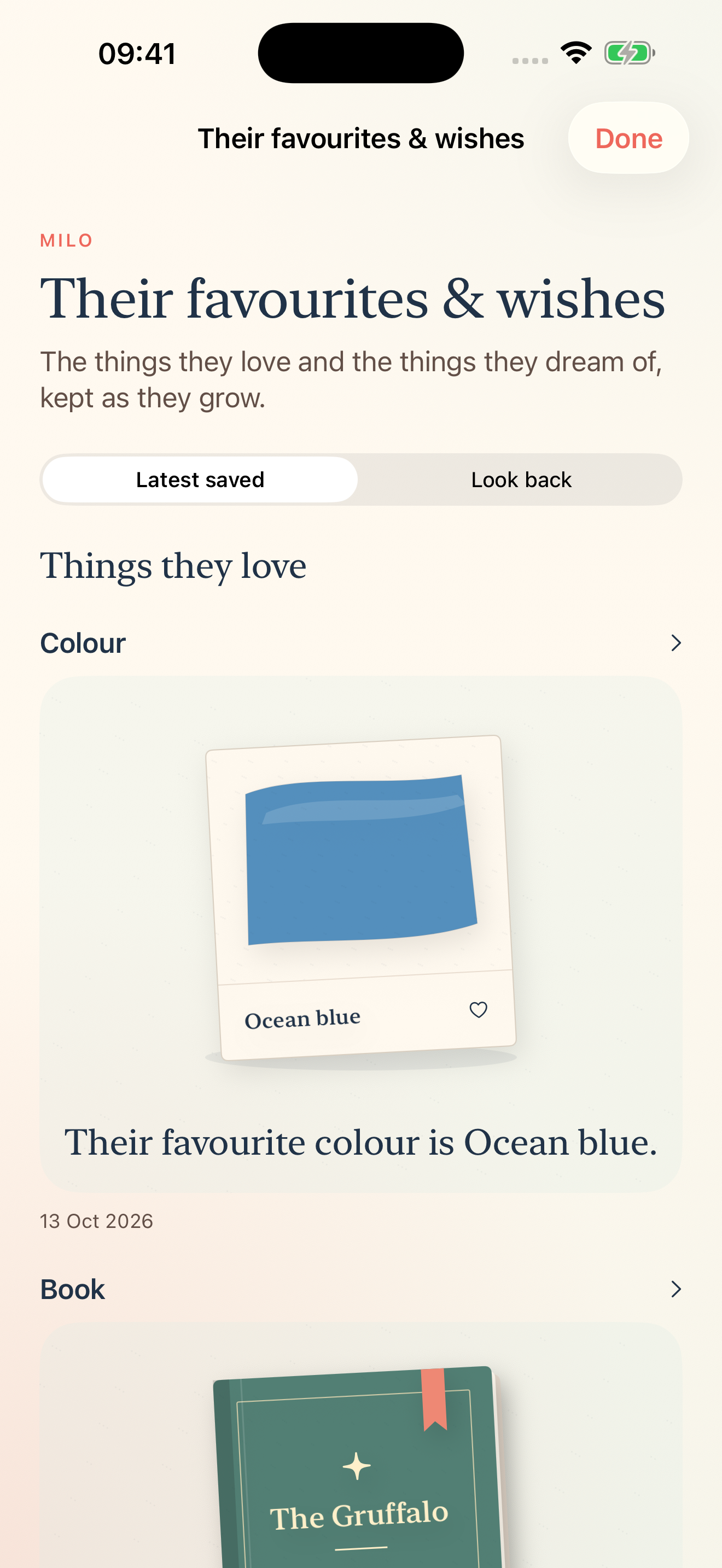 Kins Favourites & wishes with saved colour and book keepsakes